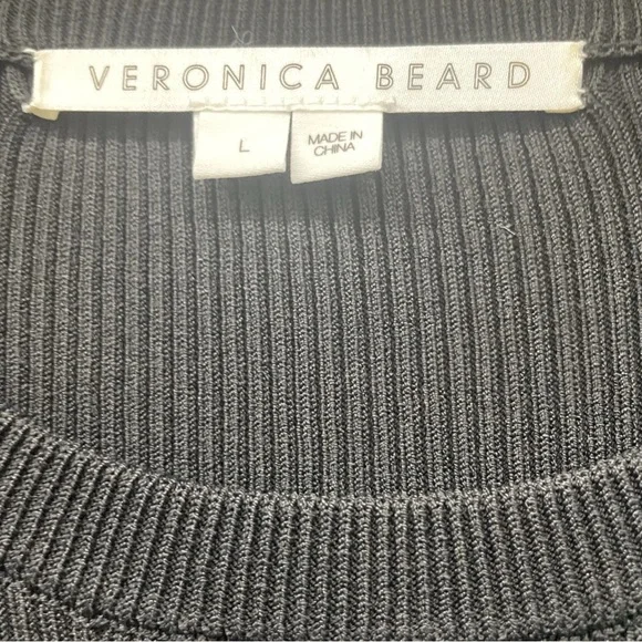 Veronica Beard Elegant Navy Dress with Puff Sleeves - Picture 3 of 4